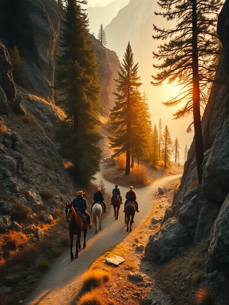 A group of riders participating in a scenic trail ride organized by CAVAL'NATURE, highlighting the organization's commitment to accessible equestrian activities.